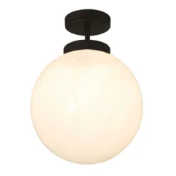 Ellis & Co Matt Black 1 Light Semi-Flush Bathroom Ceiling Light -Victorian Plumbing Store rv309blk l