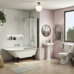 Ellis & Co Matt Black 1 Light Semi-Flush Bathroom Ceiling Light