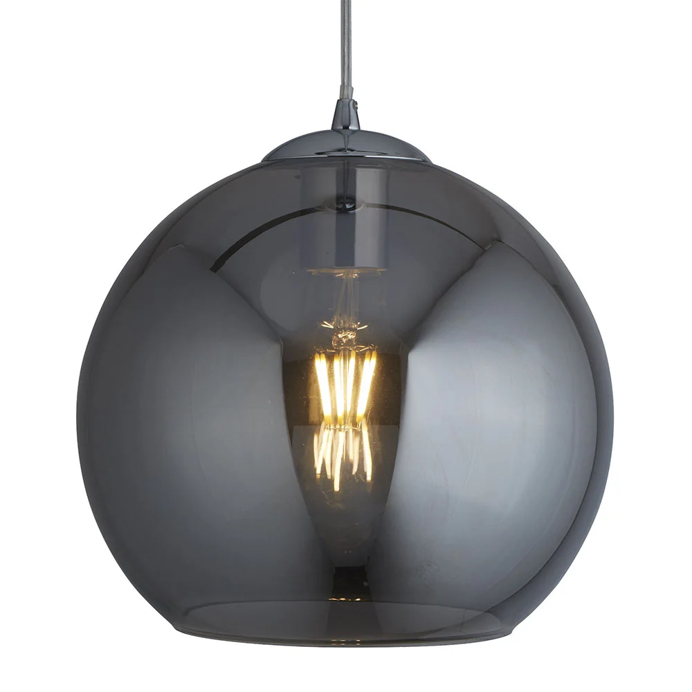 Ellis & Co Glass Ball Pendant Light - Smoked Glass, 25cm 3 Ellis & Co Glass Ball Pendant Light - Smoked Glass, 25cm - Image 3