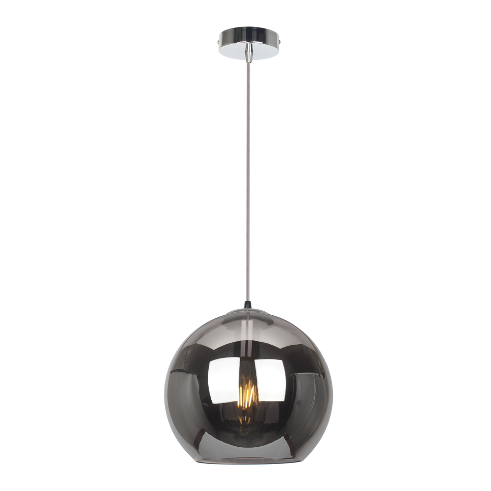 Ellis & Co Glass Ball Pendant Light - Smoked Glass, 25cm 1 Ellis & Co Glass Ball Pendant Light - Smoked Glass, 25cm