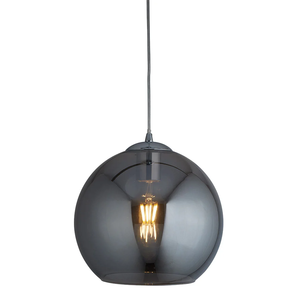 Ellis & Co Glass Ball Pendant Light - Smoked Glass, 25cm 4 Ellis & Co Glass Ball Pendant Light - Smoked Glass, 25cm - Image 4