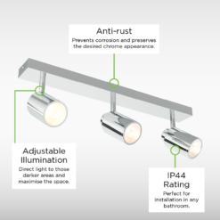 Ellis & Co Adjustable 3 Light Bar Bathroom Spotlight - Chrome -Victorian Plumbing Store se628910 l4