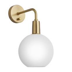 Industville Sleek Opal 7" Glass Globe Wall Light - Brass Holder