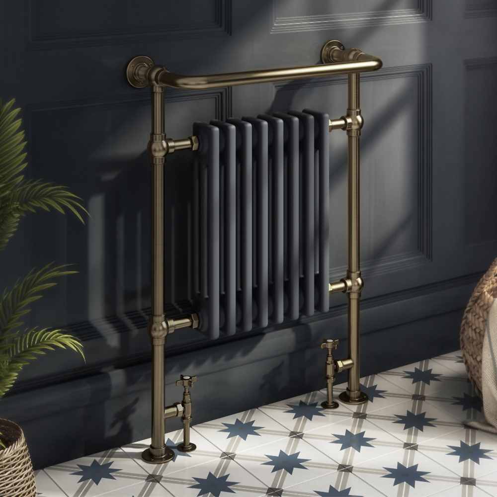Chatsworth Savoy Traditional Heated Towel Rail Radiator (Antique Brass & Anthracite Grey) 7 Chatsworth Savoy Traditional Heated Towel Rail Radiator (Antique Brass & Anthracite Grey) - Image 7