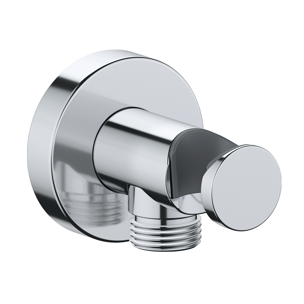 Duravit Universal Round Shower Wall Outlet & Handset Holder - Chrome 1 Duravit Universal Round Shower Wall Outlet & Handset Holder - Chrome